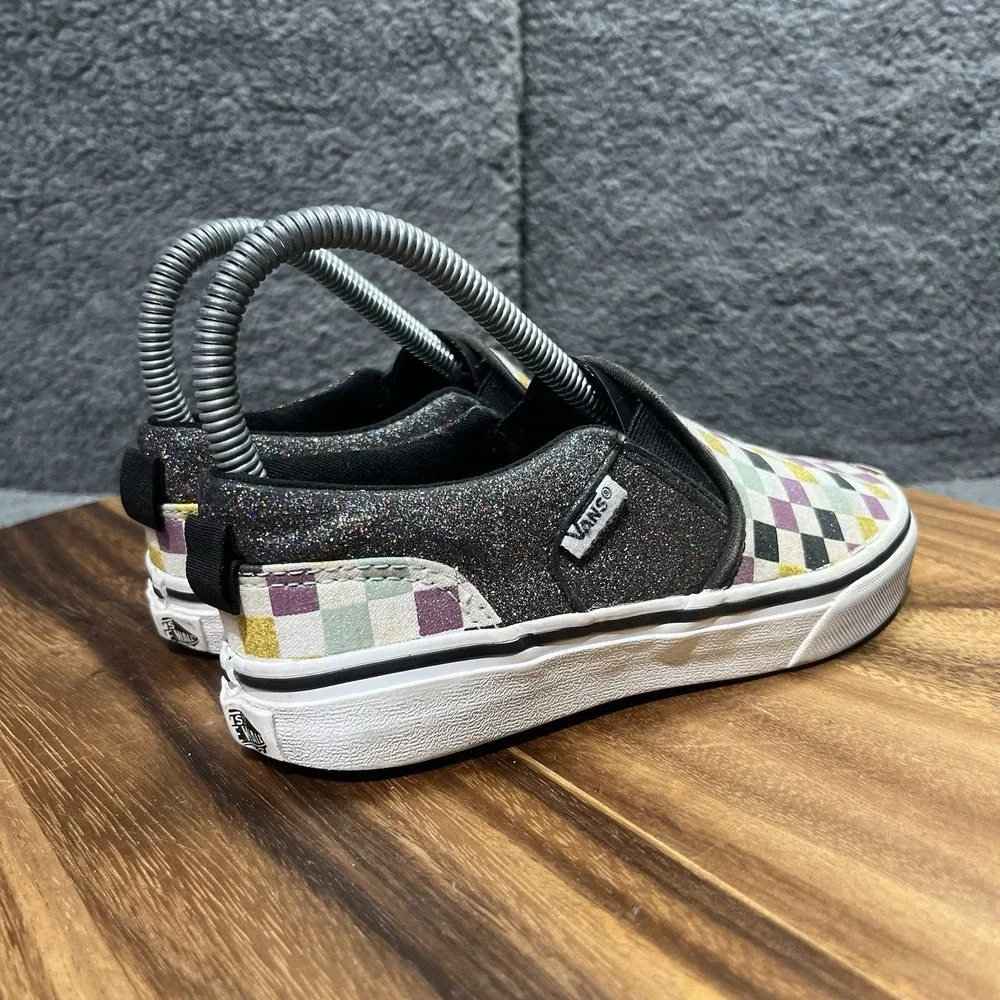 Vans Classic Slip On Glitter‎ Checkerboard Fairy Multicolor Size 3 Kids